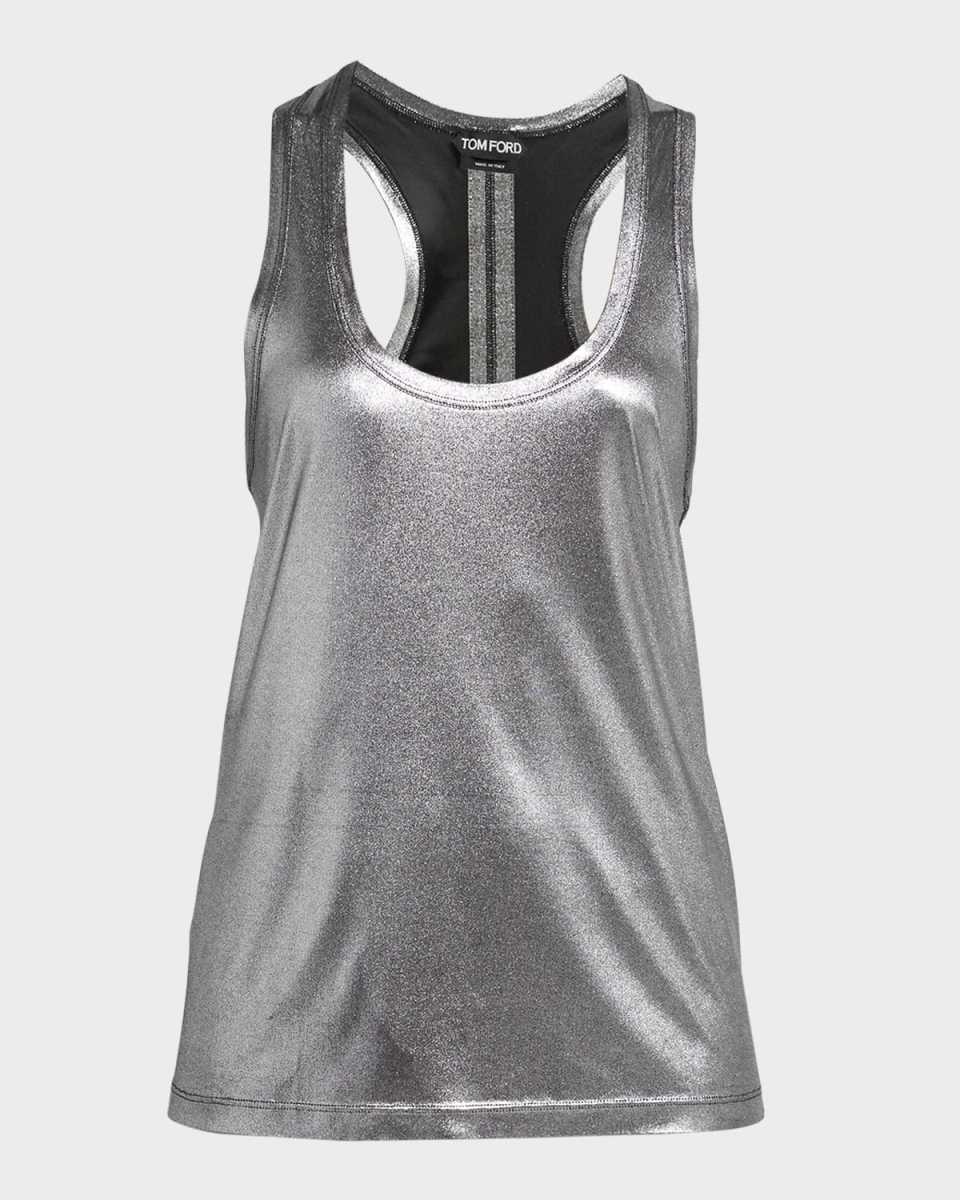 Laminated Fluid Jersey Racerback Tank Top